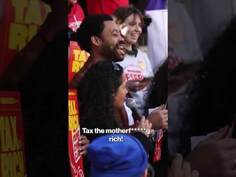 NYC Democratic Socialists hold tax the rich rally in Union Square #shorts