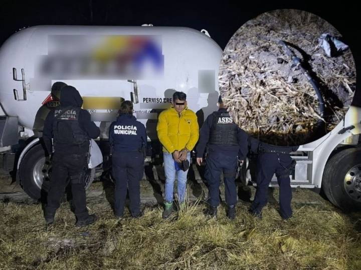 Detienen a sujeto con pipa de 12 mil litros para robar gas