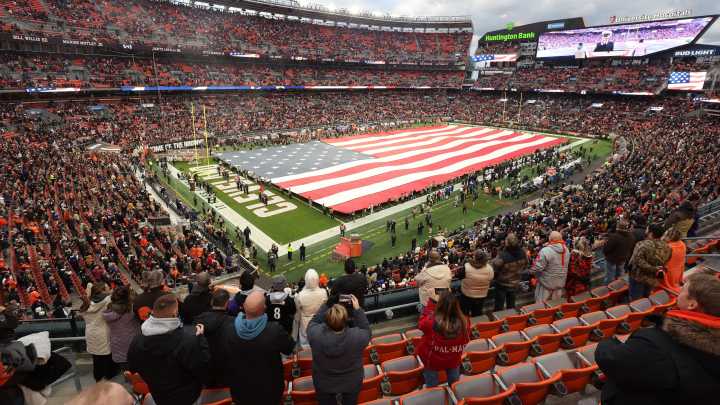 Watch a military member smash guitar before Sunday's Browns game