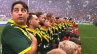 NRL 2025: Pitch invader Jarvo lines up with Kangaroos for national anthem, Cameron Munster reaction, Kevin Walters sledge, Australia vs England, Ashes series