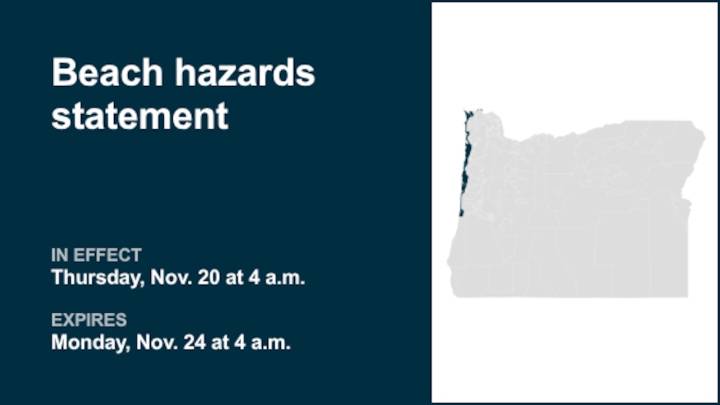 Beach hazards statement issued for Oregon from Thursday to Monday