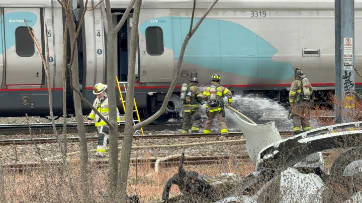 Amtrak cars catch fire in Providence