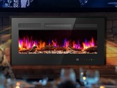 Cozy electric fireplace with 169 color-changing flames, heat for cheap