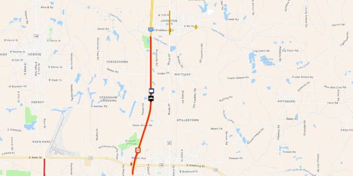 Southbound I-57 closed in Williamson Co. due to semi truck fire