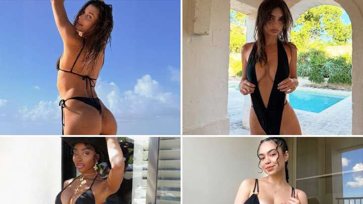 Sexy Stars In Black Bikinis ... Shop 'Til You Drop!