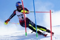US ski star Shiffrin leads 2nd World Cup slalom of Olympic season after opening run