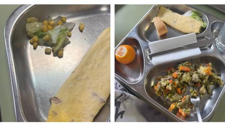 Critican la pobre ración de un comedor escolar de Huesca: "Que cada uno juzgue"