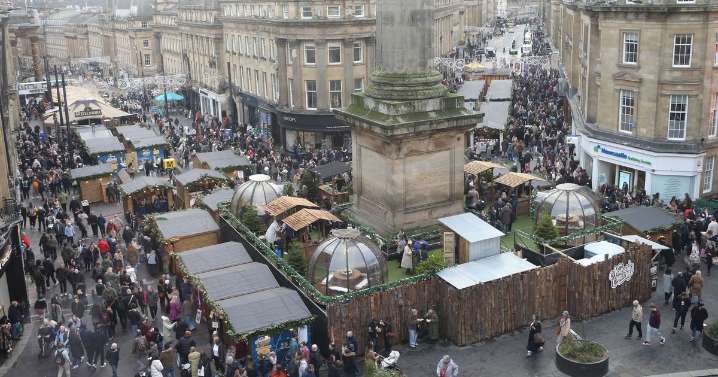 Photos of Newcastle Christmas Market on busy Saturday in city centre