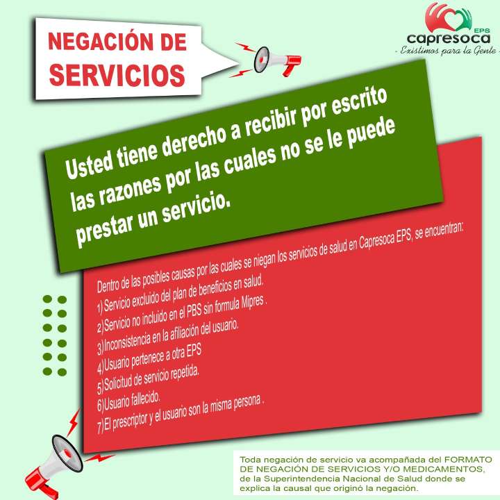 Ante la negación de algún servicio de salud, usuarios recibirán por escrito las razones de la causa: Capresoca EPS