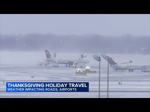 Holiday travel: Winter storm warnings as snow and ice cause travel chaos for Thanksgiving weekend