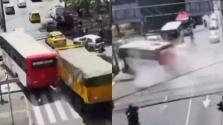 Video revela cómo volqueta sin frenos causó choque múltiple con 12 vehículos y tres heridos en Medellín