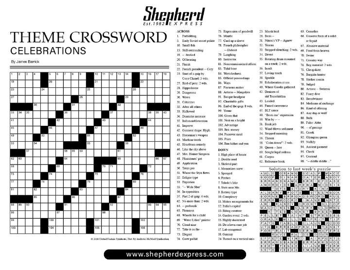 Shepherd Express Crossword: June 26, 2025