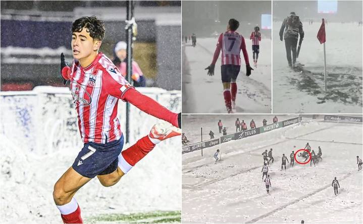 El espectacular golazo de chilena del mexicano David Rodríguez sobre la nieve en Canadá