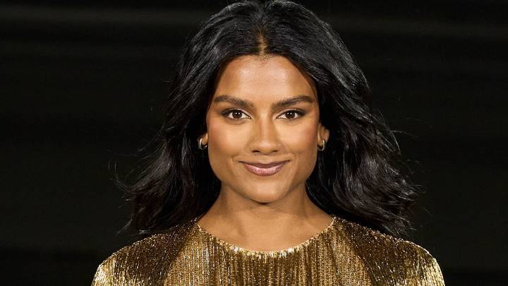 Simone Ashley sports luxe lace and faux fur to watch Lily Allen make her fashion runway debut