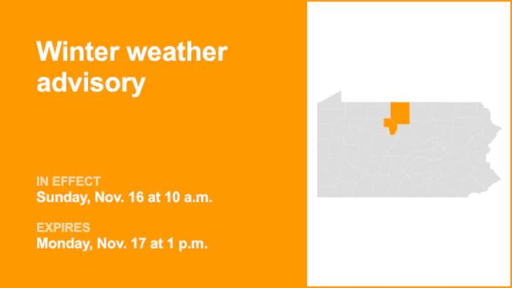 Winter weather advisory for Potter and Cameron counties until Monday afternoon