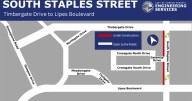 South Staples Street lane closure continues through December 2 for utility repairs