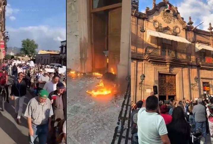 VIDEOS: Toman Palacio de Gobierno de Michoacán en exigencia de justicia para Carlos Manzo y seguridad en el estado