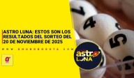 Astro Luna: estos son los resultados del sorteo del jueves 20 de noviembre de 2025