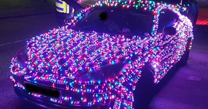 Driver with Christmas lights on car pulled over by police and faces fine