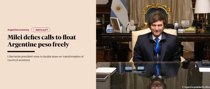 En una entrevista con Financial Times. Milei habló sobre el esquema de bandas del dólar de acá a dos años