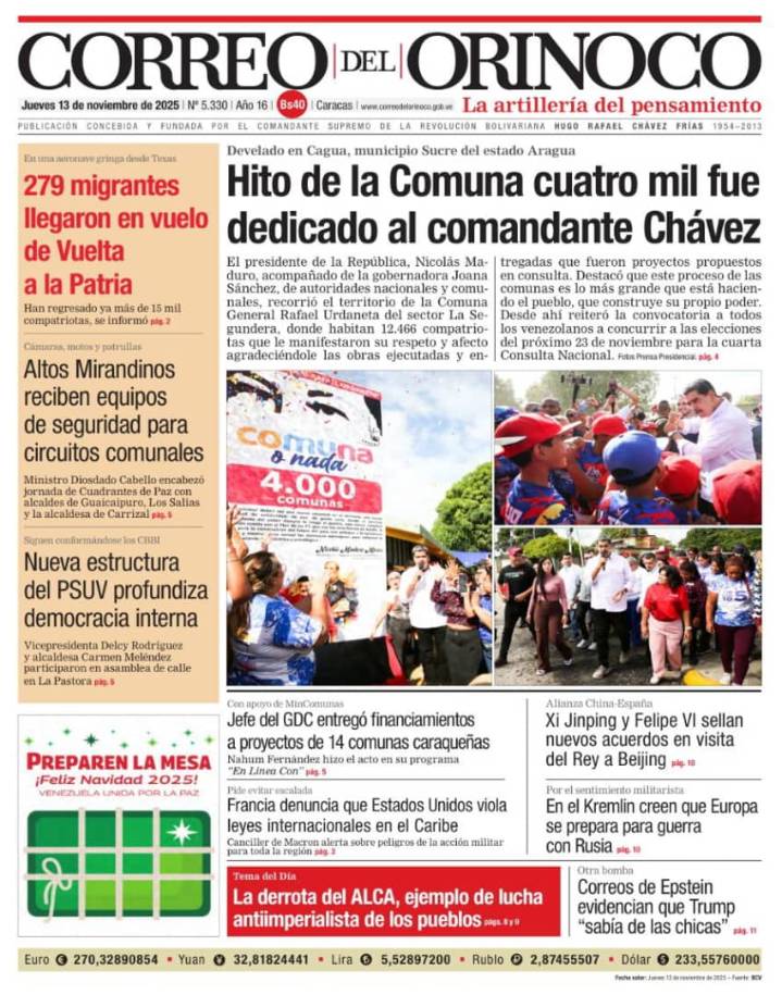 Edición Impresa Correo del Orinoco N° 5.330