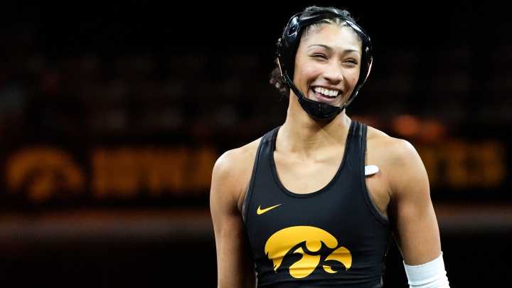 Iowa women's wrestling defeats Presbyterian on deck of USS Yorktown