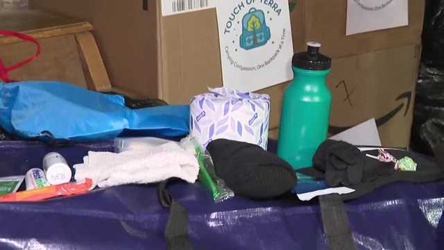 St. X senior honors late mother, giving out 500 care backpacks to people in need