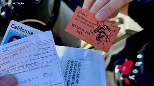 Driver tries to use Monopoly 'Get Out of Jail Free' card during traffic stop in Fullerton