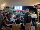 Tim Keller meets with supporters in downtown Albuquerque ahead of election results