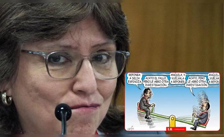 "Reponga a Delia Espinoza", "Acato, pero le abro otra investigación": Carlincatura retrata las disputas judiciales para su reposición
