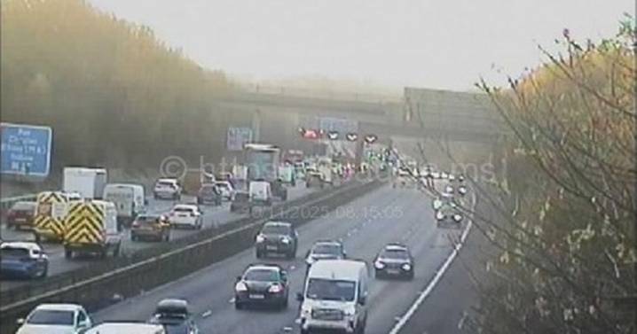 Long delays after three-car crash on M60