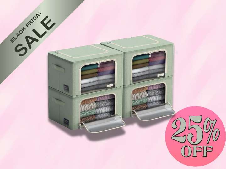 Amazon has a 4-pack of storage bins for 25% off during its Black Friday Sale
