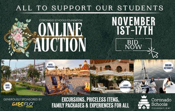 Bid to support our kids at the Coronado Schools Foundation Online Auction