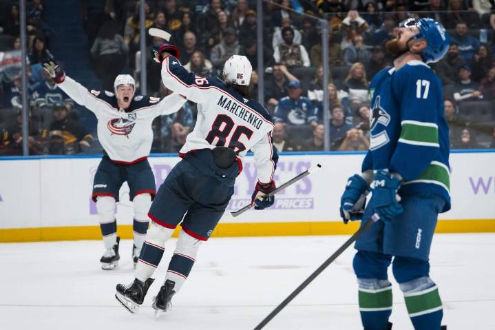 Blue Jackets fall to Canucks despite big nights from Kirill Marchenko, Dmitri Voronkov