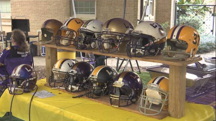 Tailgate on 2: LSU Helmet collection tailgate turns heads on walk to stadium