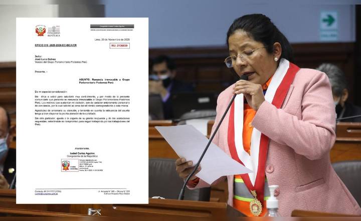 Congresista Isabel Cortez renuncia a la bancada Podemos Perú por motivos "personales y de conciencia"