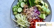 Quick tuna, lentil and avocado salad