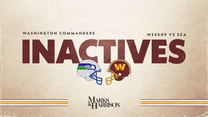 Commanders vs. Seahawks Week 9 inactives