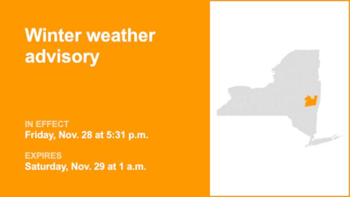 NY weather: part of New York placed under a winter weather advisory until 1 a.m. Saturday