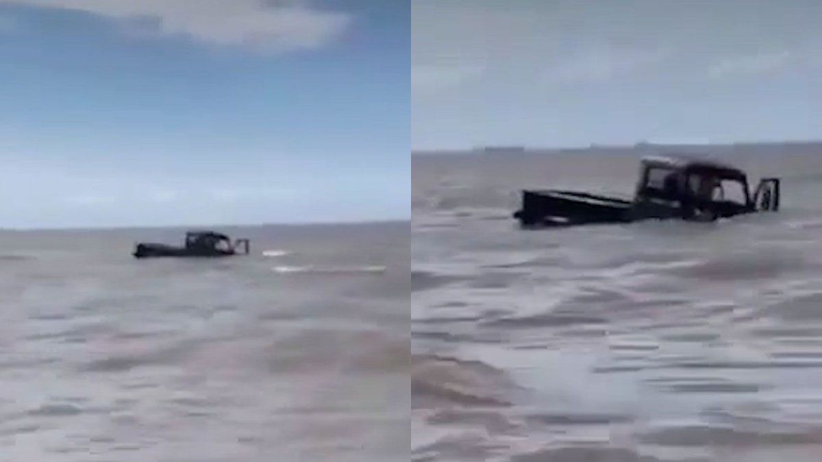 Quisieron cruzar el Río de La Plata con una camioneta, quedaron atascados y tuvieron que escapar nadando