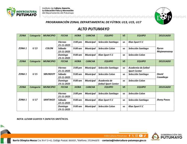 Inicia Fase Zonal del Campeonato Departamental de Fútbol en Putumayo para las categorías U13, U15 y U17
