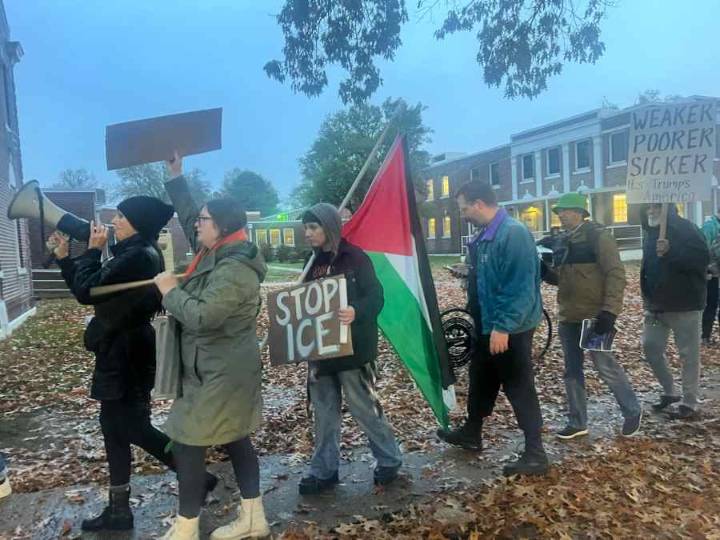 Protesters oppose ICE near Memphis church, at Bondi event
