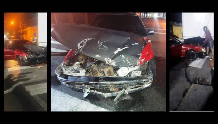 El conejo chocó con la tortuga por un costado de atrás