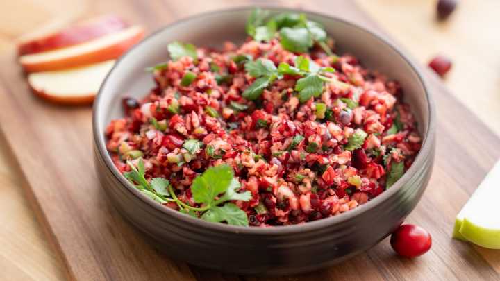 Cranberry sauce gets a spicy makeover courtesy of jalapenos, onions