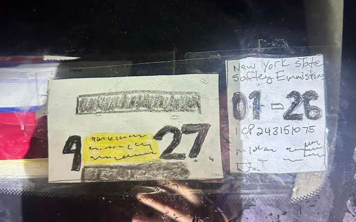 Hand-drawn inspection and registration stickers elicit multiple tickets from state police