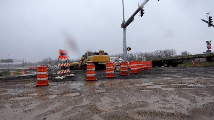 Traffic pattern change on Memorial Highway in Mandan