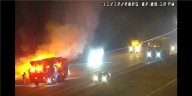 Amazon truck fire on shoulder of I-10 west slows traffic Monday evening