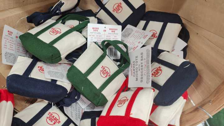 We got our hands on Trader Joe’s new canvas micro tote bag