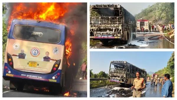 OSRTC Bus En Route To Odisha From Vizag Goes Up In Flames On Ghat Road