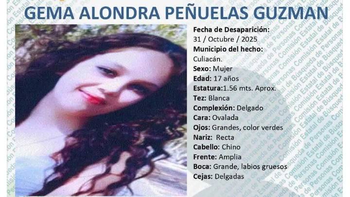 Buscan a Gema Alondra Peñuelas Guzmán, adolescente de 17 años desaparecida en Culiacán